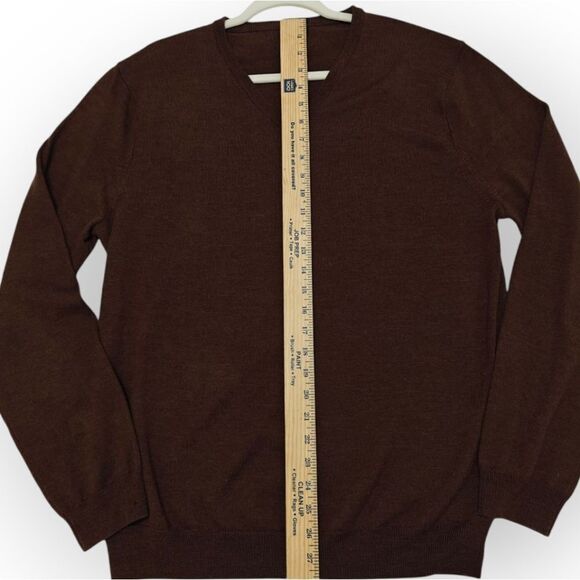 NWOT J. Crew 100% Merino Wool Brown V-Neck Sweater Fine Knit Sz XL - Picture 4 of 6